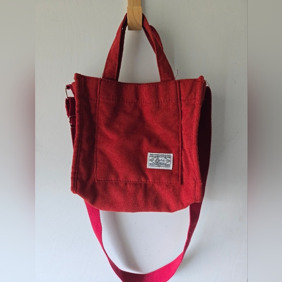 Letu Red Canvas Corderoy Mini Tote Bag - Picture 1 of 6